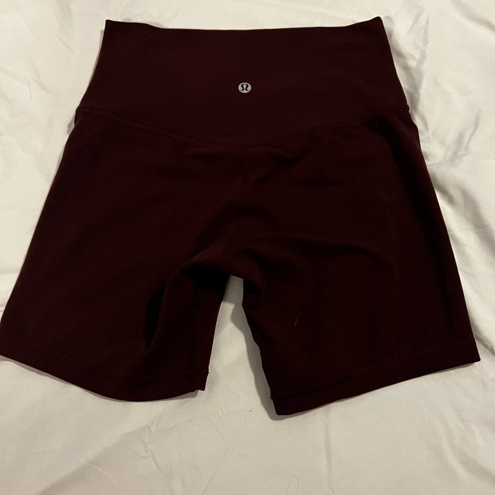 Dark red align shorts 6 inch inseam